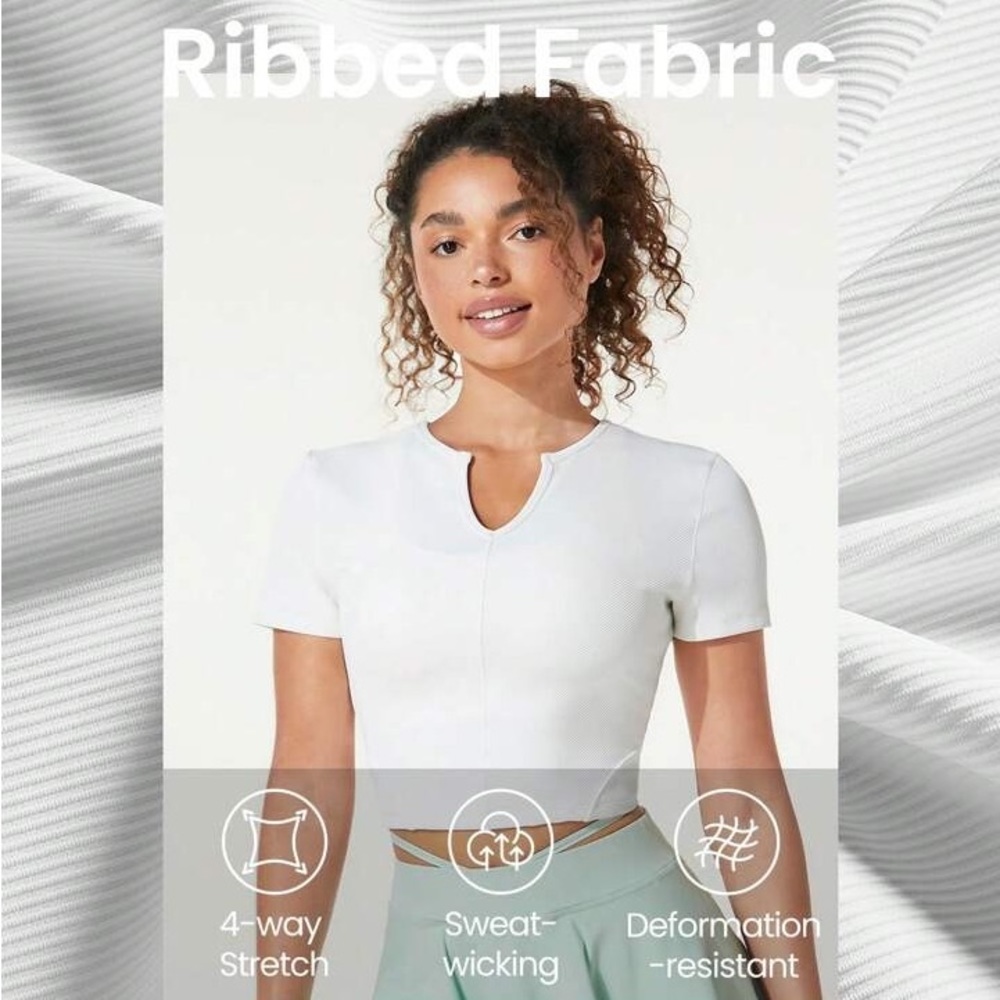 GLOWMODE Get Ripped Ribbed Cropped Front V Slit Tee